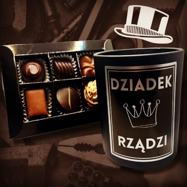 Zestaw prezentowy z okazji Dnia Dziadka, świeca Looks Handsome, czekoladki