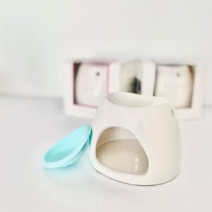 kominek zapachowy ceramiczny z silikonową nakładką turkusową